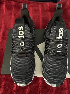 adidas Black Slip-On Knit Sneakers with White Accents